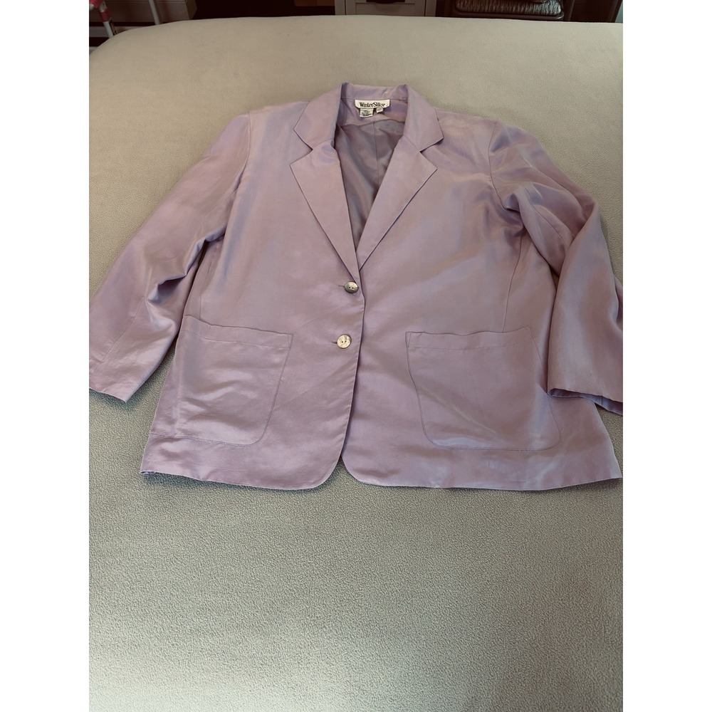 Winter Silk Women's Blazer 100% Silk XL Lined Pockets Lavender **Note**